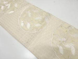 麻の葉に群鶴模様織り出し　袋帯